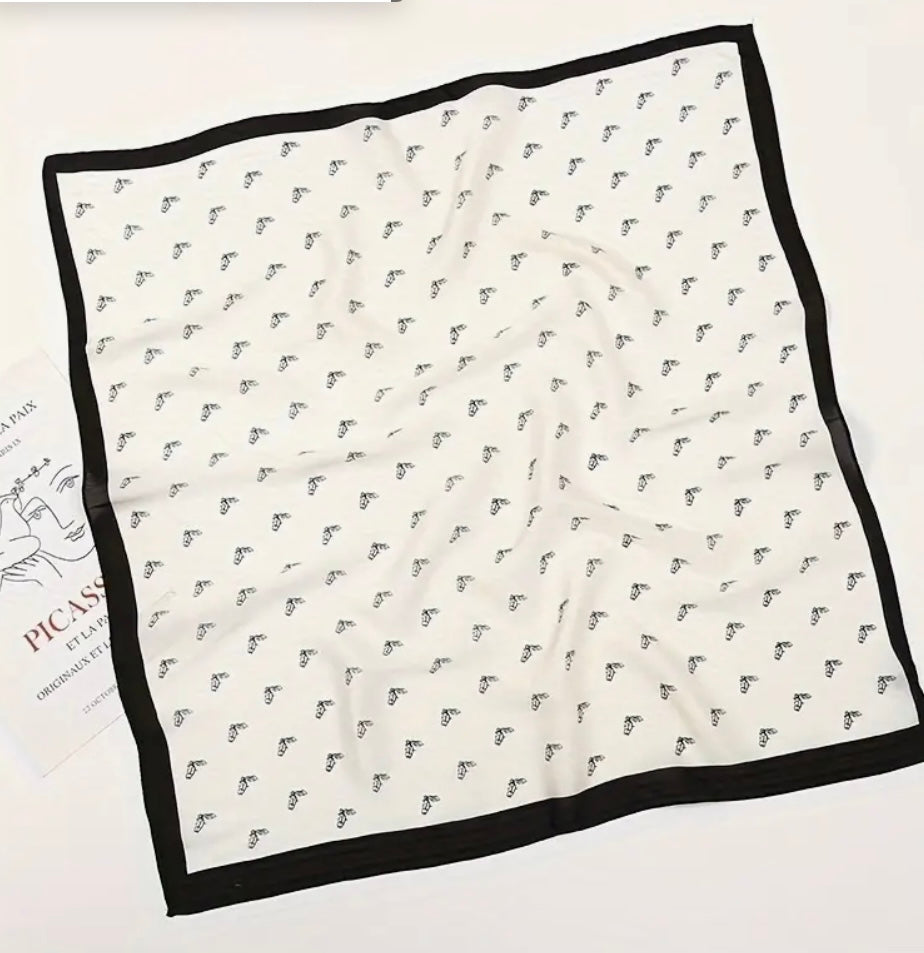 Black and White Silk Pony Scarf