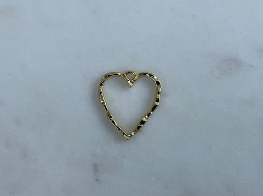 Hammered gold heart charm