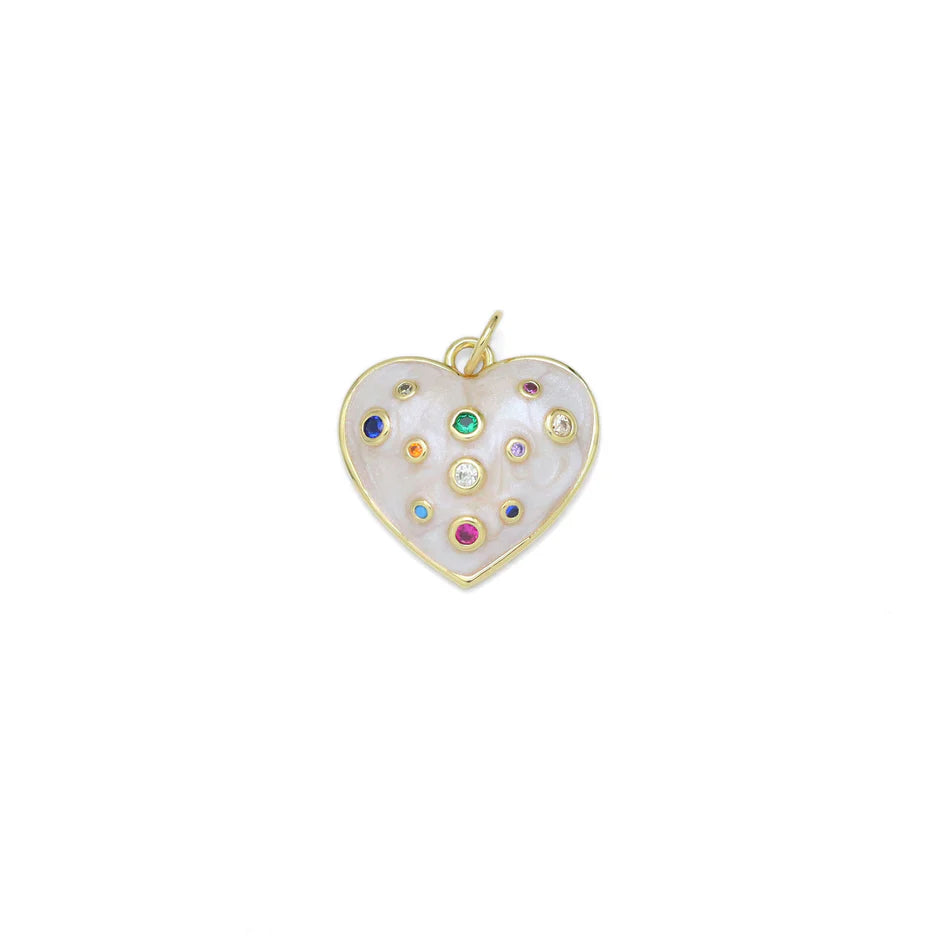 White Enamel Puff Heart