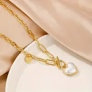 Pearl Heart Toggle Necklace