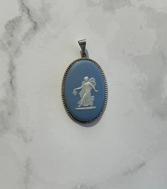 Vintage Wedgwood Blue Jasperware Angel/Fairy Pendant (1968)